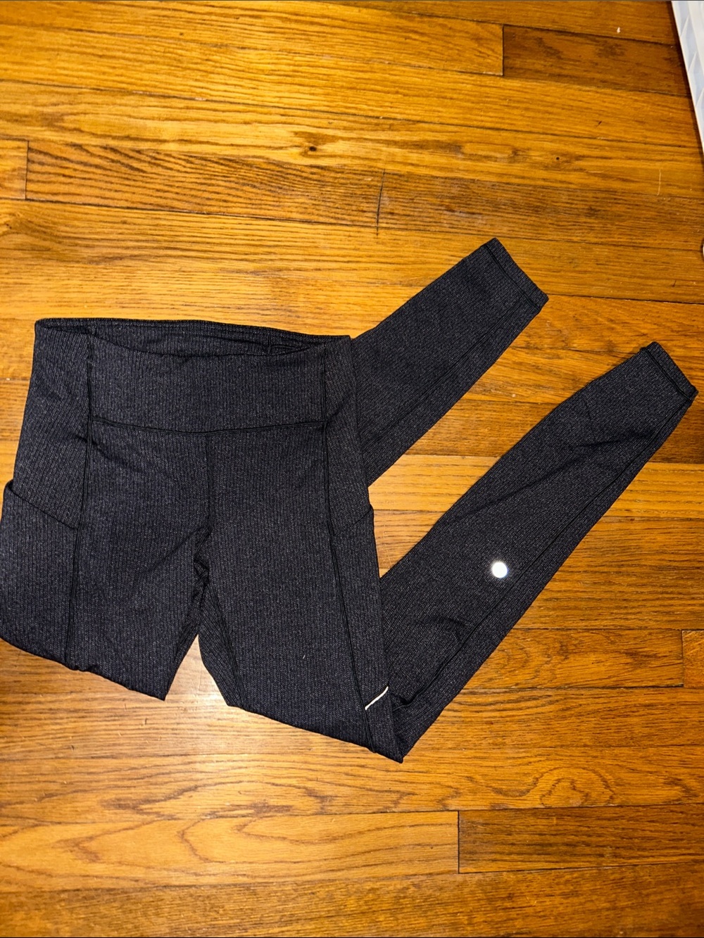 lululemon athletica Black Ribbed High-Rise Leggings